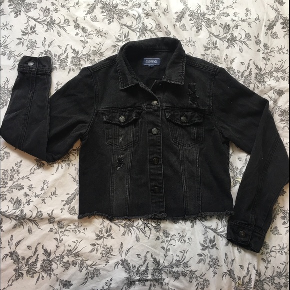 Cropped Black Denim Jacket - Picture 1 of 4